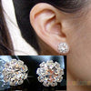 Spherical Flower Crystal Stud Earrings